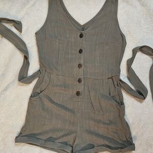 Olive Green V-Neck Romper